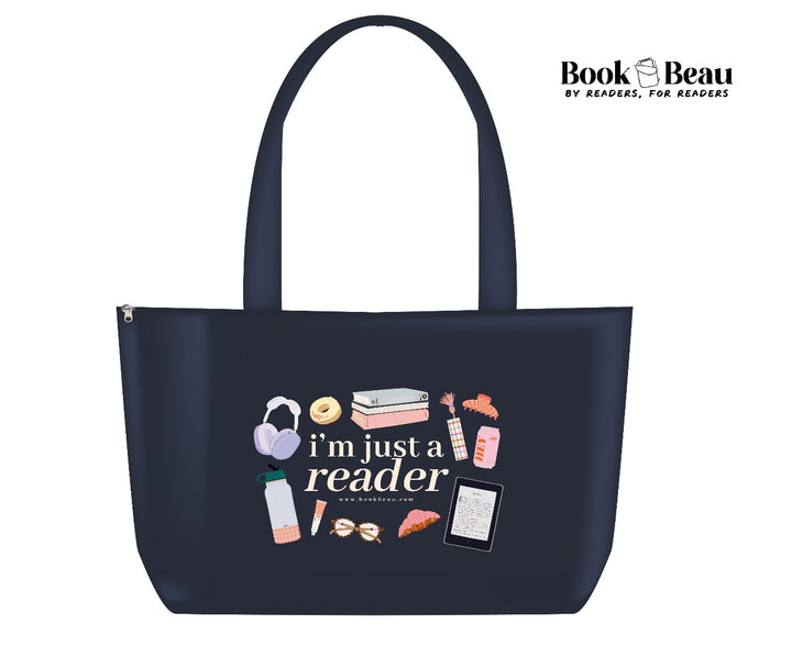 Just A Reader Navy Tote