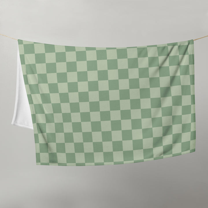 Matcha Checkers Throw Blanket