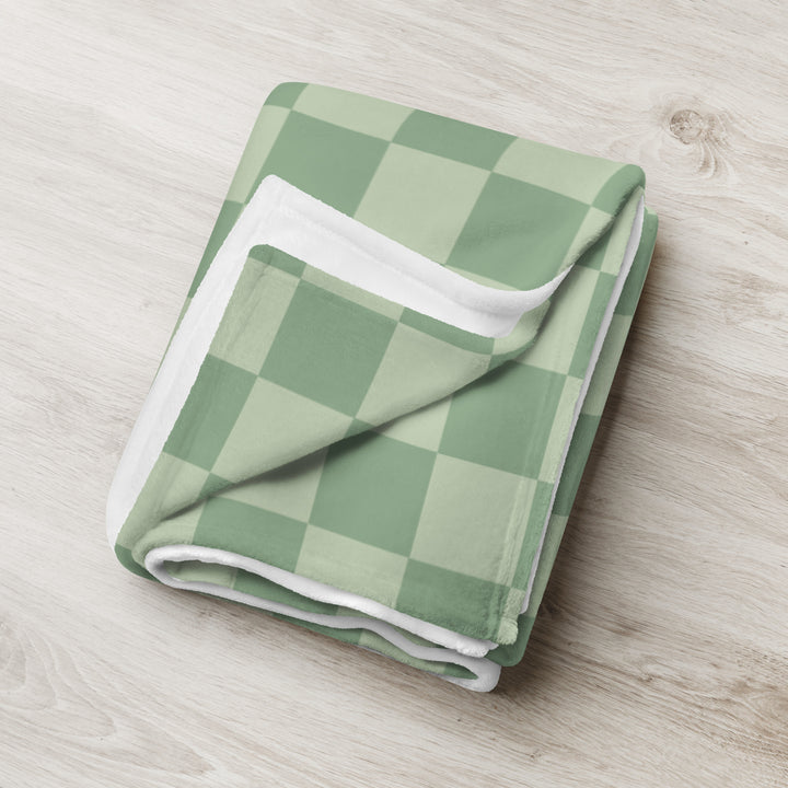 Matcha Checkers Throw Blanket