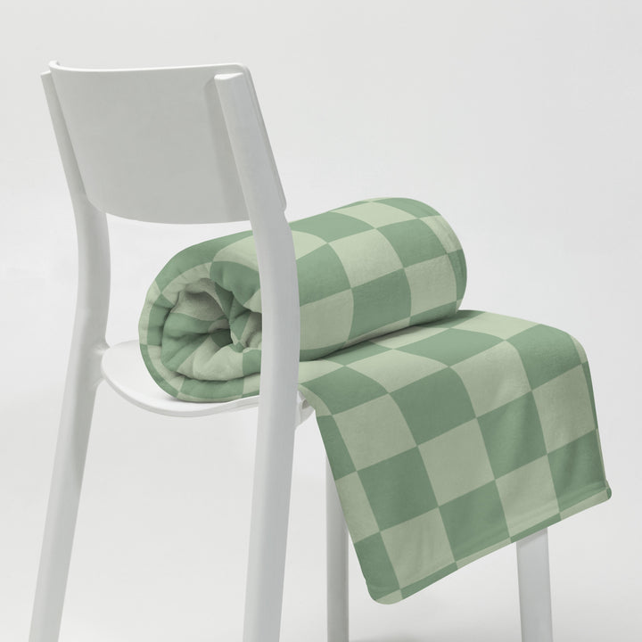 Matcha Checkers Throw Blanket