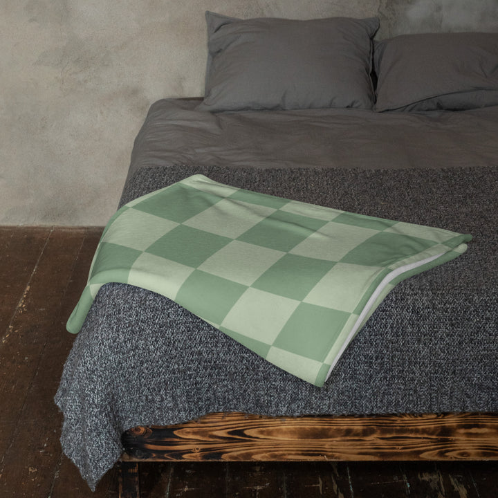 Matcha Checkers Throw Blanket