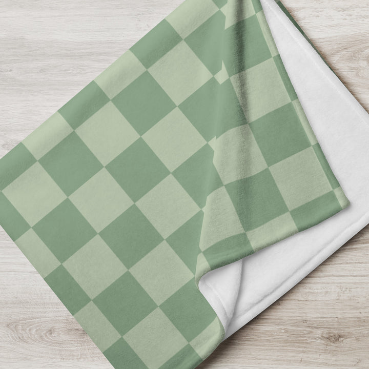 Matcha Checkers Throw Blanket