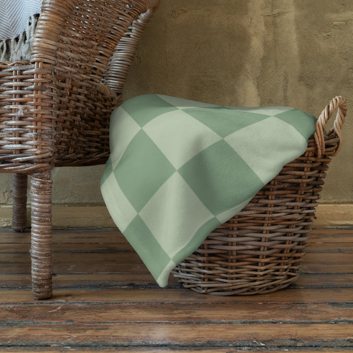 Matcha Checkers Throw Blanket
