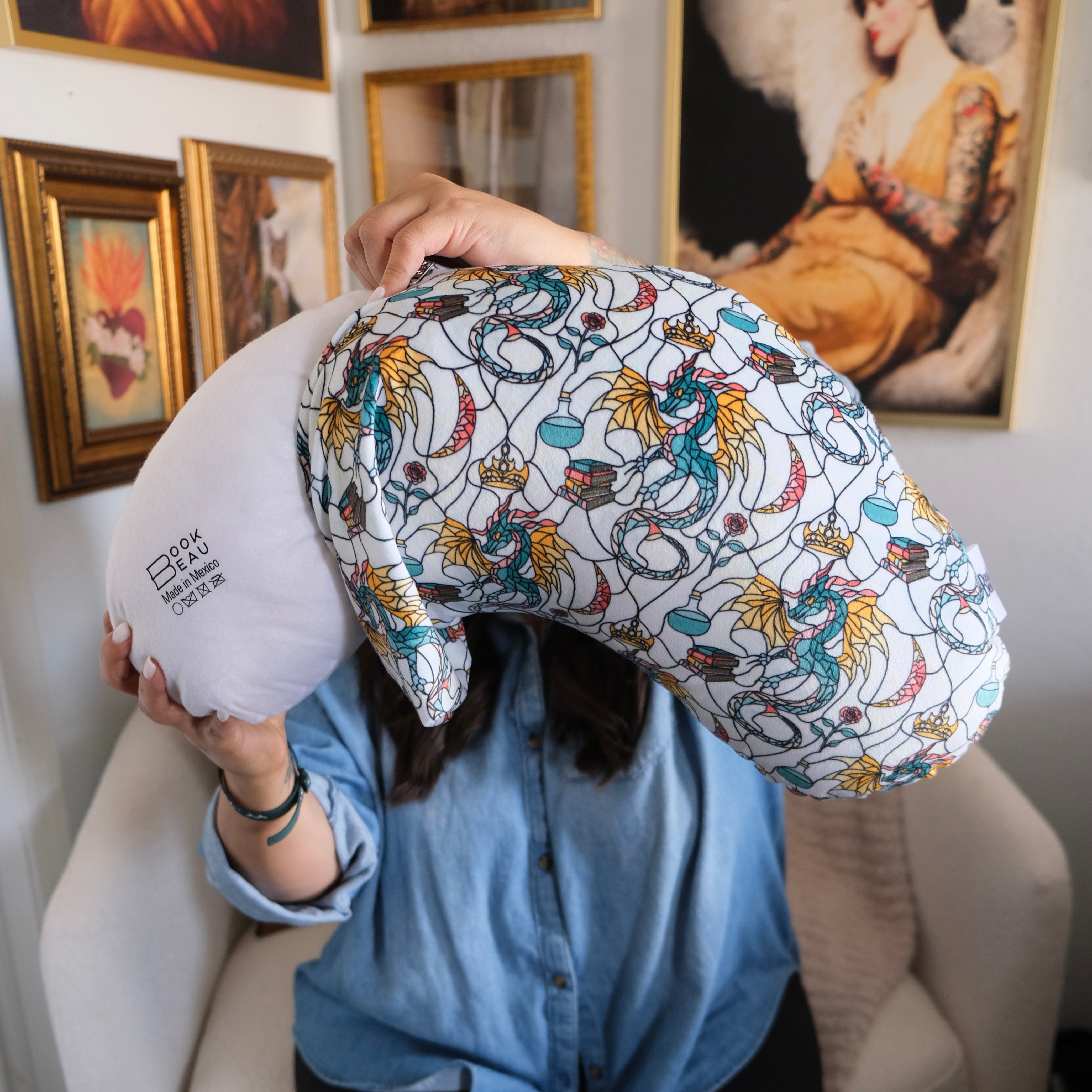 REPLACEMENT COVER Stained Glass Dragon Reading Pillow