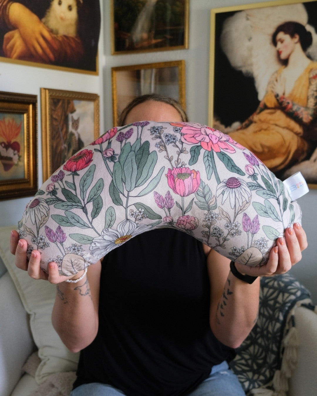 Almond Lush Floral Reading Pillow