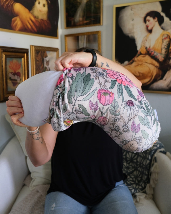 REPLACEMENT COVER Almond Lush Floral Reading Pillow