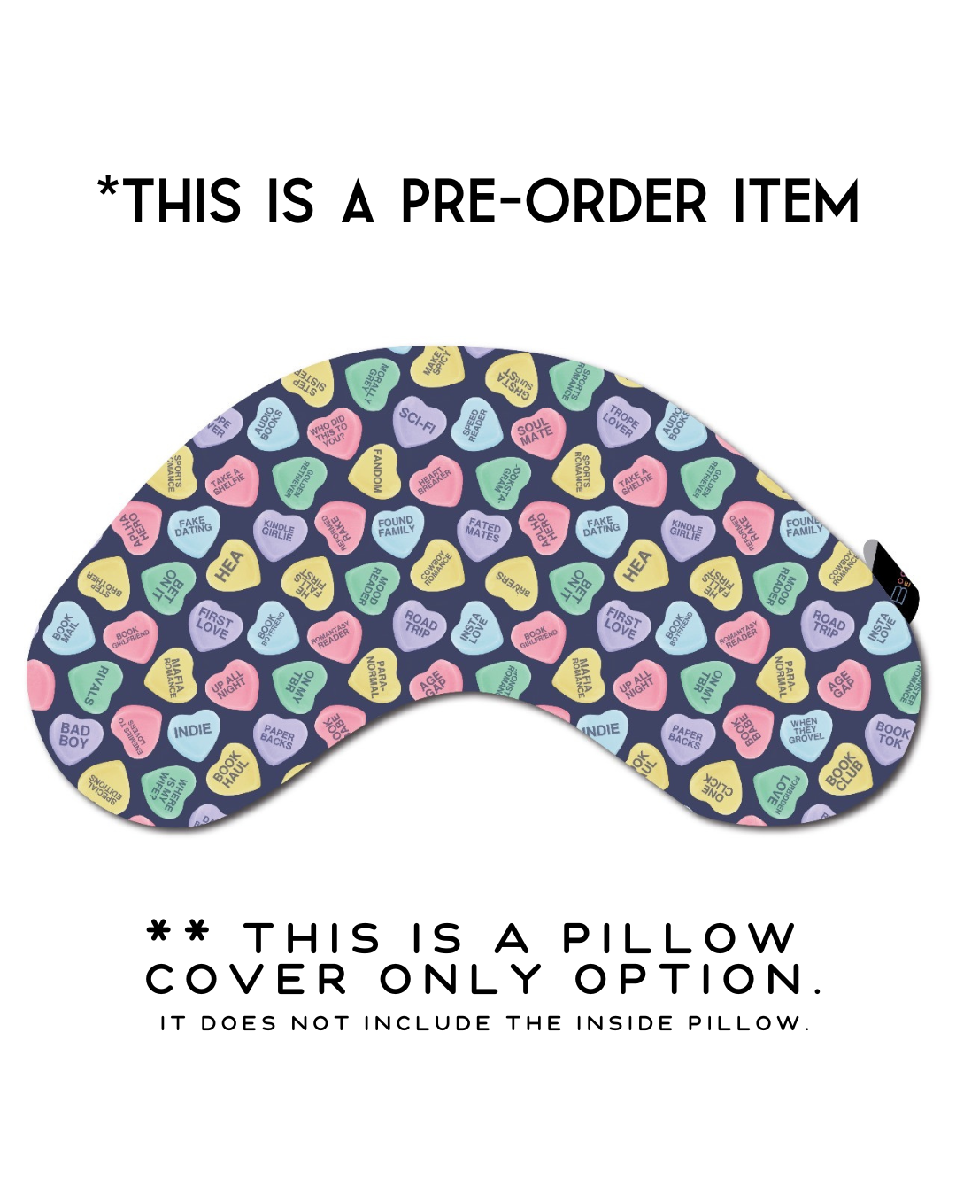 REPLACEMENT COVER Bookish Candy Heart (Flat Minky) | Reading Pillow