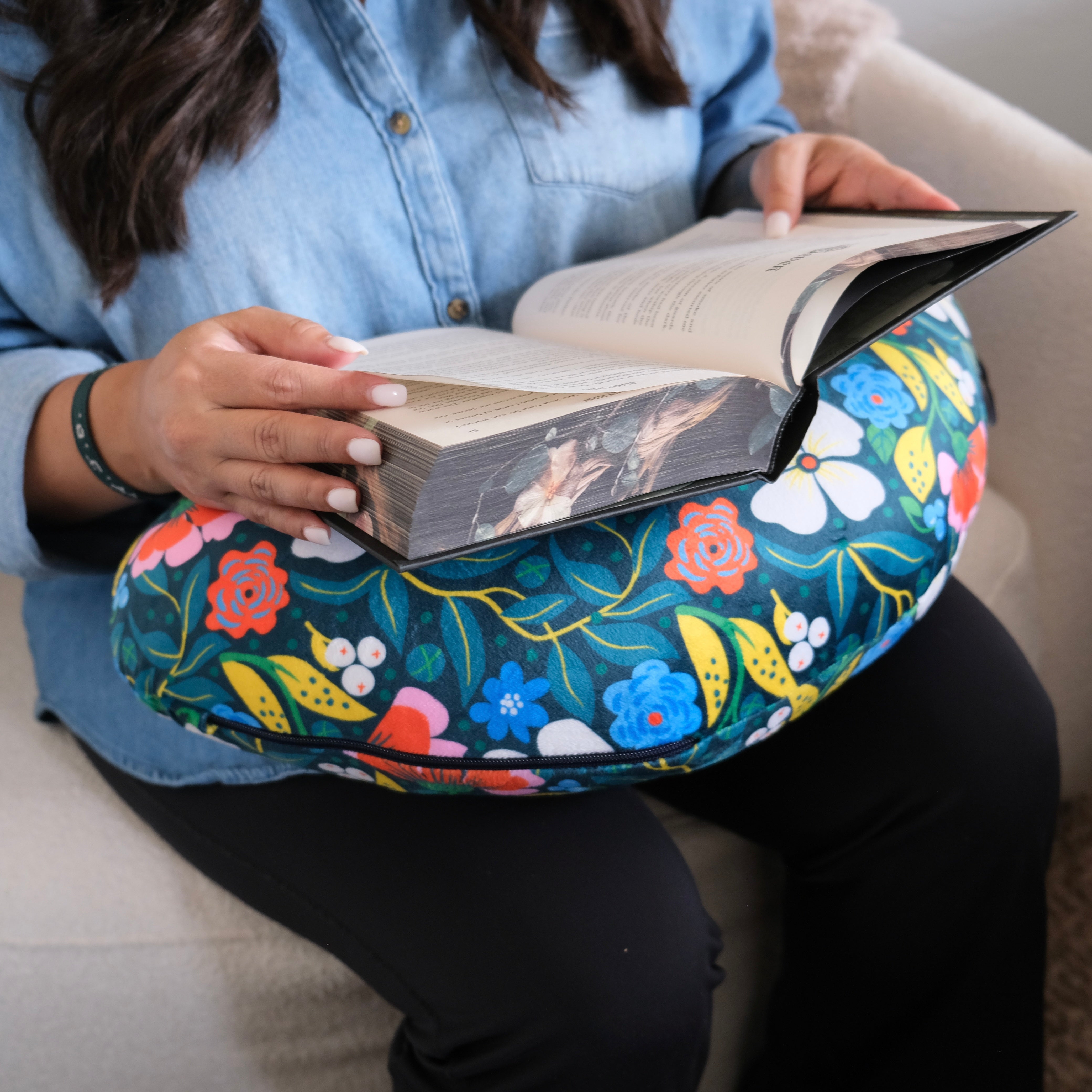 Folk Blooms Reading Pillow