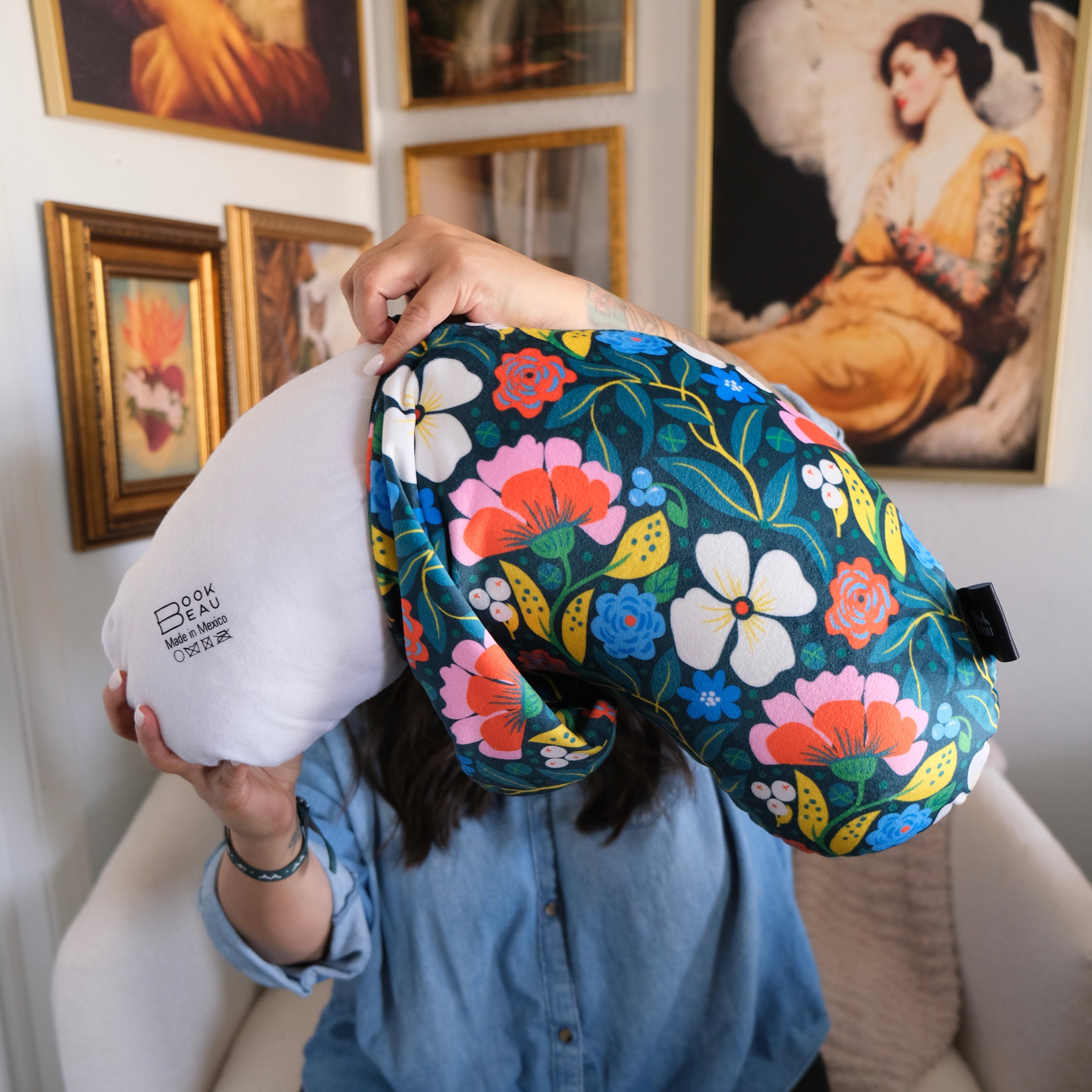 REPLACEMENT COVER Folk Blooms Reading Pillow