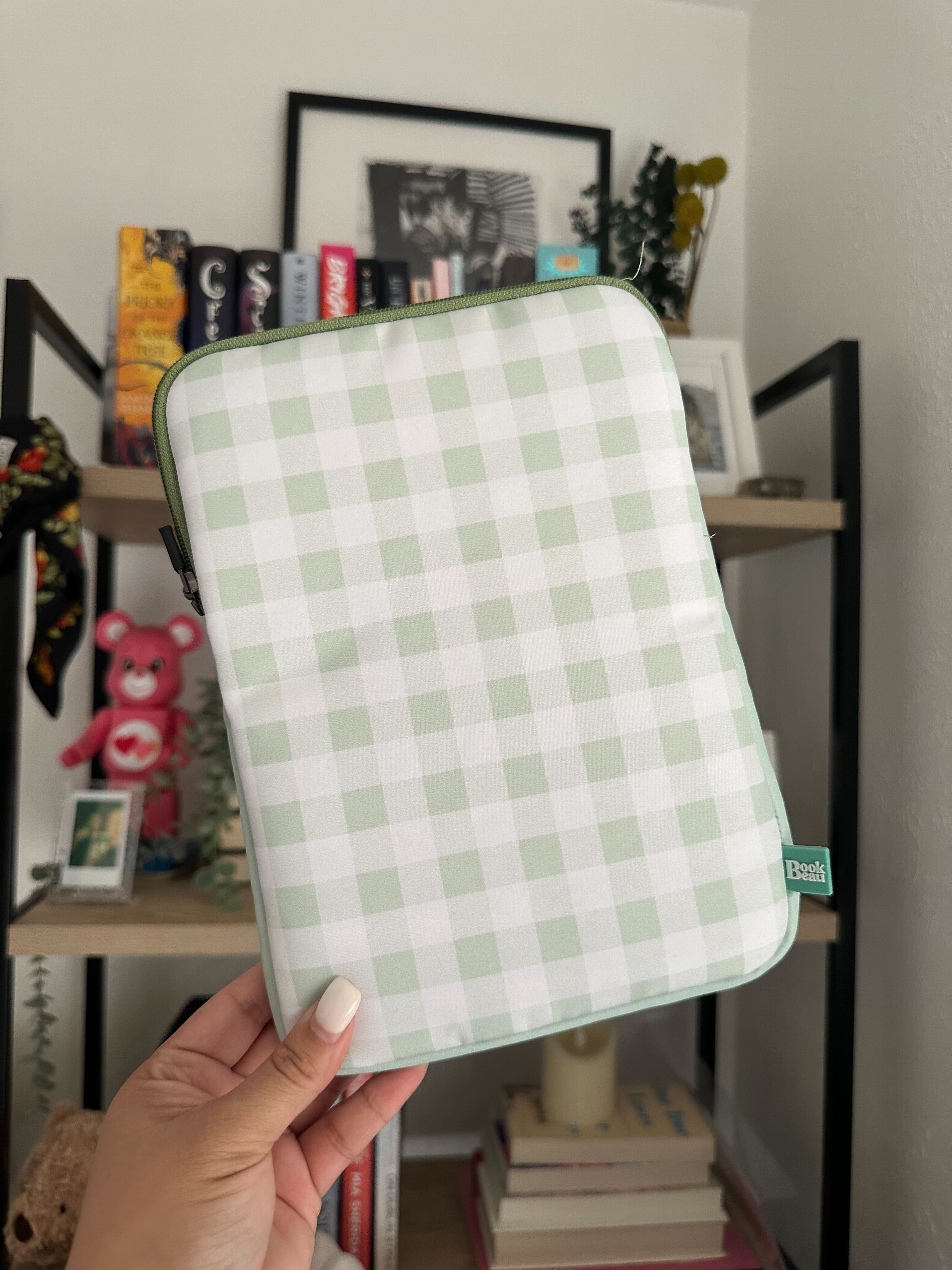 Green Gingham Book Sleeve