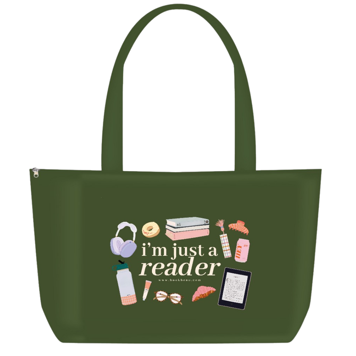 Just A Reader Green Tote