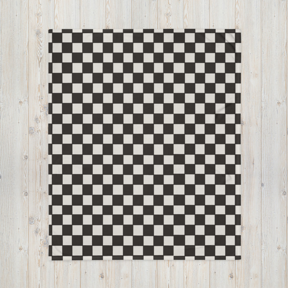 Black & White Checkers Throw Blanket