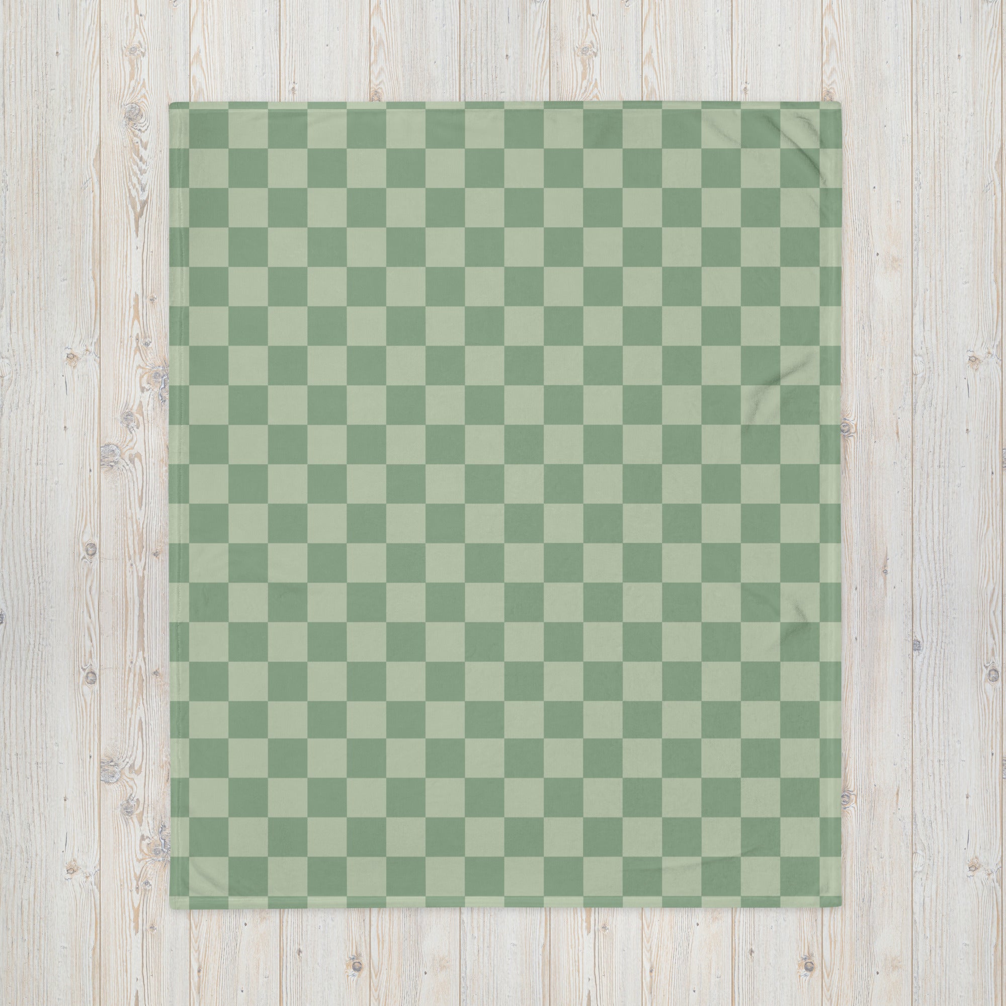 Matcha Checkers Throw Blanket