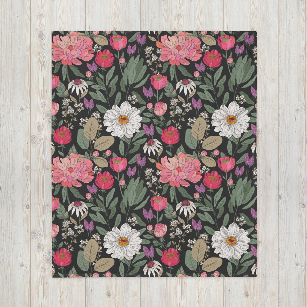 Lush Floral Throw Blanket