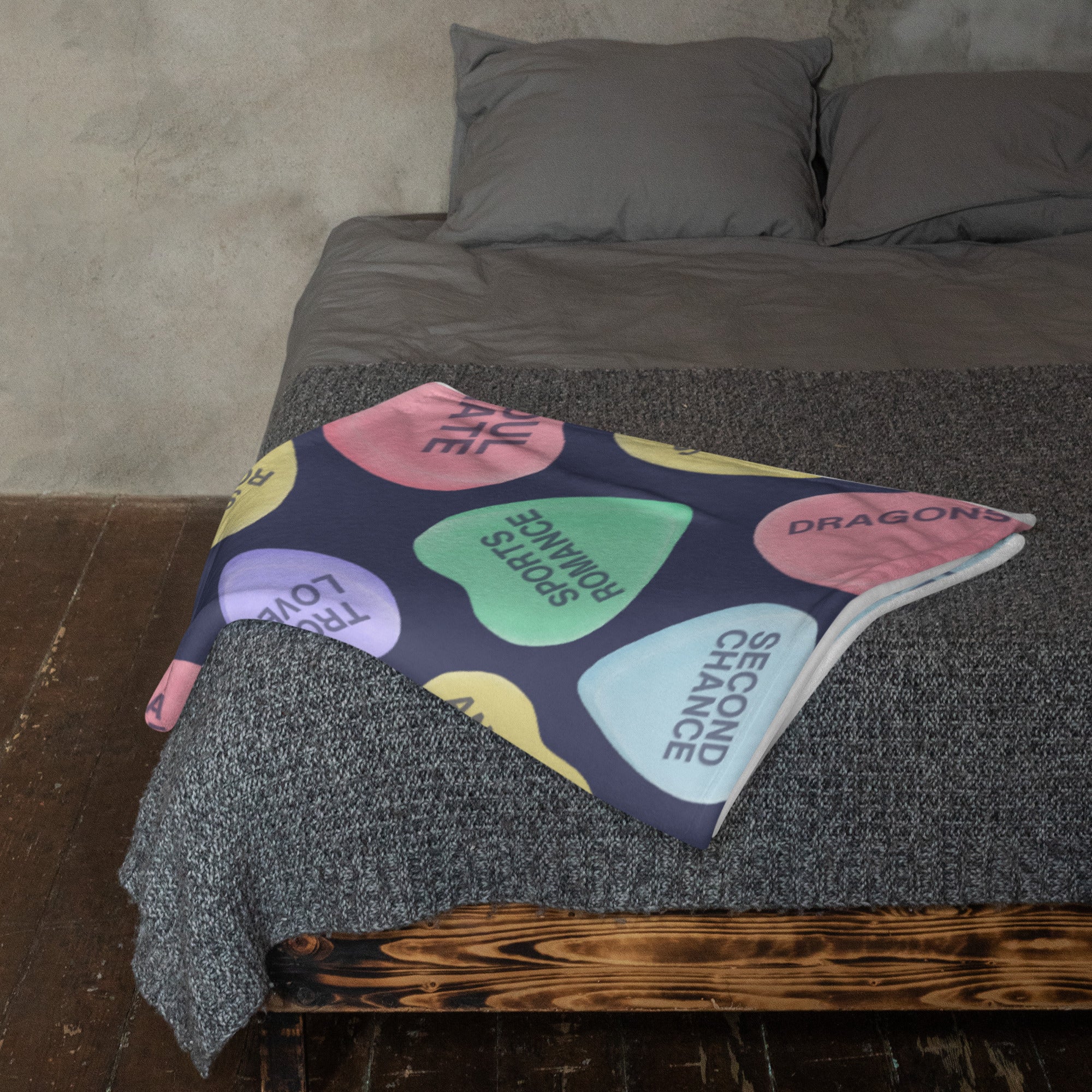 Bookish Candy Hearts Throw Blanket