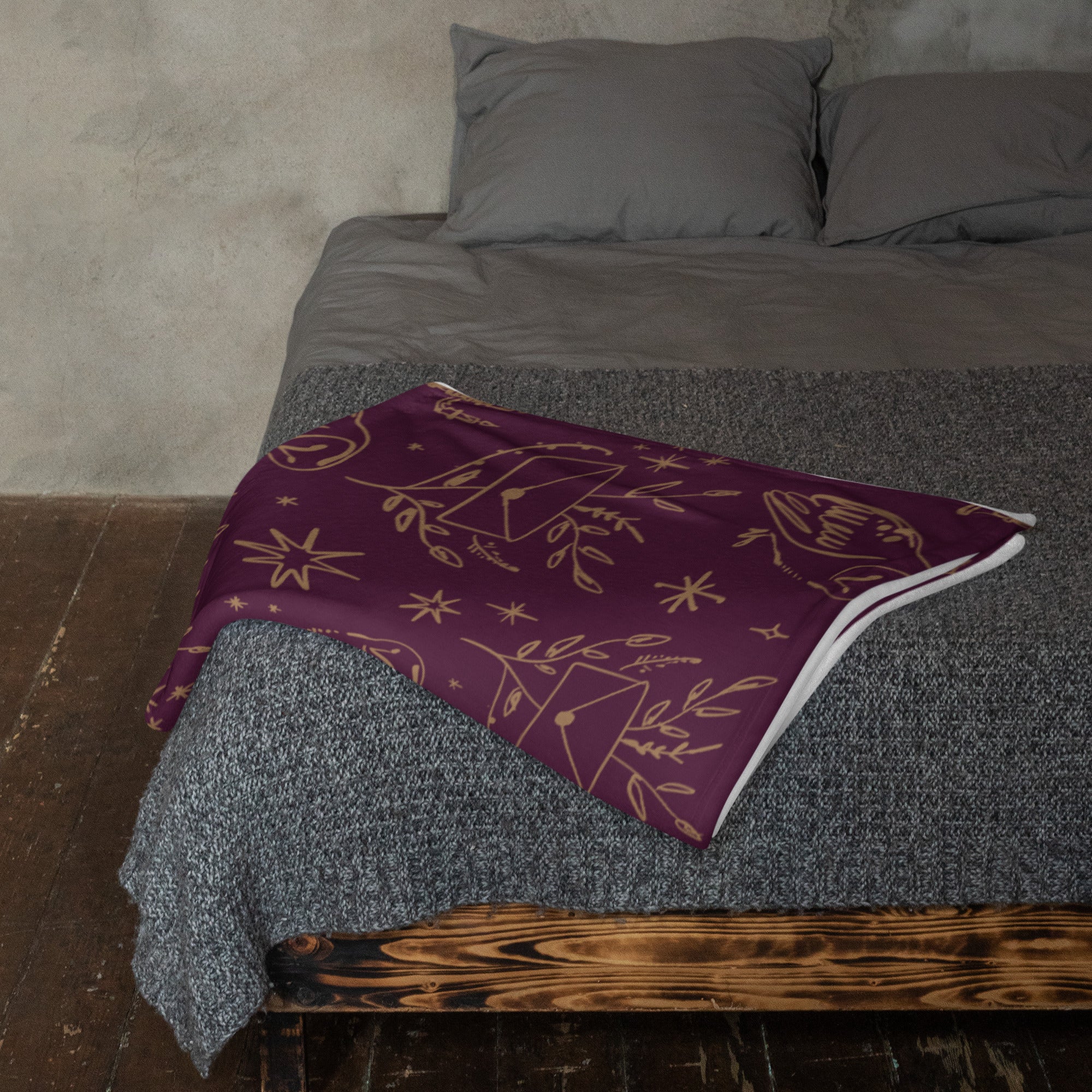 Letters & Feathers Throw Blanket