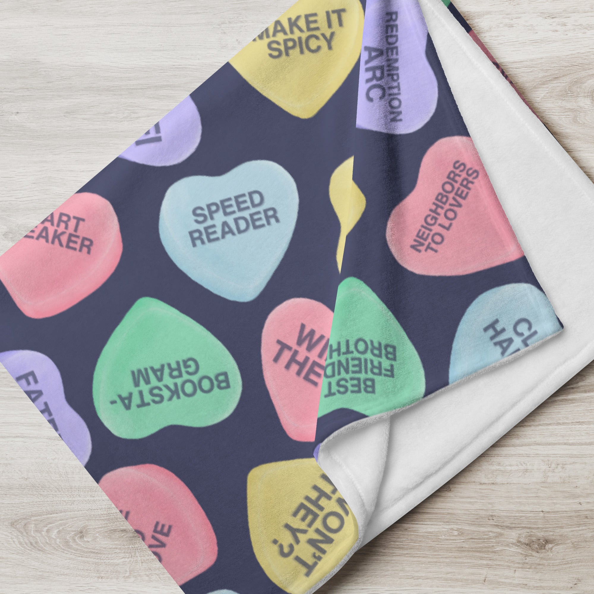 Bookish Candy Hearts Throw Blanket